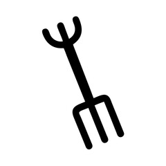 Vector graphic of a black pitchfork tool for farming agriculture gardening and landscaping work