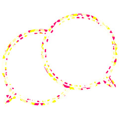 ステンドグラス風吹き出し　三角形模様　重なる会話