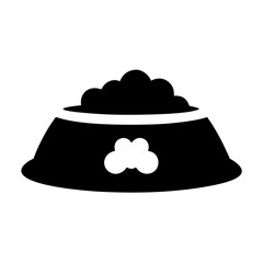 Dog food bowl vector icon illustration, pet food dish graphic, animal feeding bowl symbol design