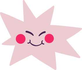 Blush Pink Starburst with Happy Face and Pastel Vibes