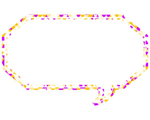 ステンドグラス風吹き出し　三角形模様　細長い八角形