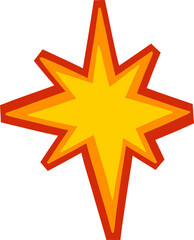 Obraz premium Layered Yellow Star with Thick Red Outline