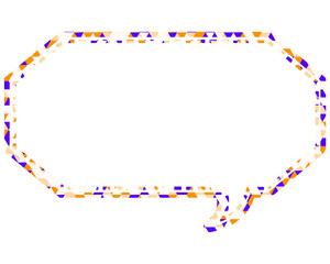 ステンドグラス風吹き出し　三角形模様　細長い八角形