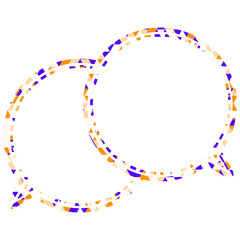 ステンドグラス風吹き出し　三角形模様　重なる会話