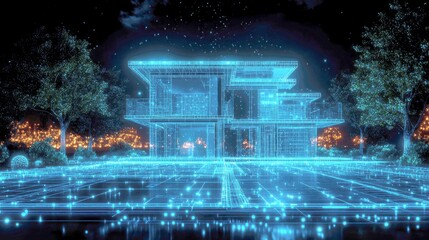 Obraz premium Futuristic Smart Home: Digital Architectural Design