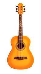 Obraz premium 3D illustration of an orange acoustic guitar with realistic details, isolated on transparent background, perfect for music themes