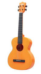 Obraz premium 3D illustration of an orange acoustic guitar with realistic details, isolated on transparent background, perfect for music themes