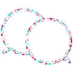 ステンドグラス風吹き出し　三角形模様　重なる会話