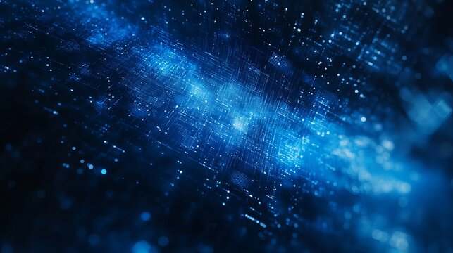 Abstract blue digital technology background with glowing lines and dots web data dark code cyber
