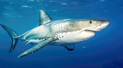 Fototapeta premium Great White Shark Underwater: Majestic Predator of the Ocean