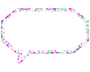 ステンドグラス風吹き出し　三角形模様　細長い八角形