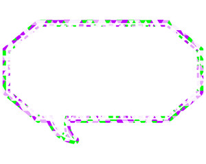 ステンドグラス風吹き出し　三角形模様　細長い八角形