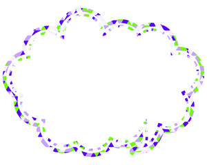ステンドグラス風吹き出し　三角形模様　丸みのある雲形