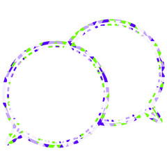 ステンドグラス風吹き出し　三角形模様　重なる会話