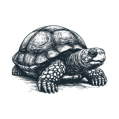 Fototapeta premium An old turtle – Black and White Icon Vector and Illustration