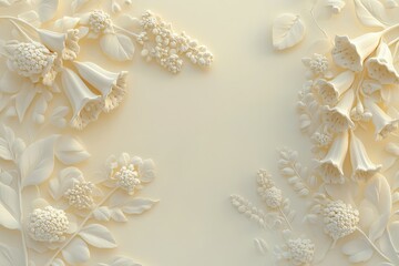 Ornate floral design in cream tones with embossed texture.