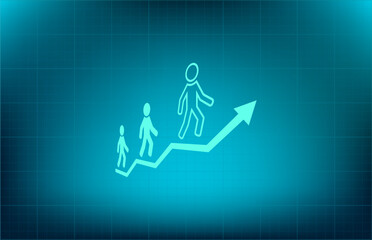 Vector illustration on a blue checkered background.