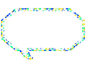 ステンドグラス風吹き出し　三角形模様　細長い八角形