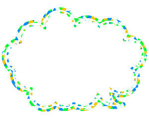 ステンドグラス風吹き出し　三角形模様　丸みのある雲形