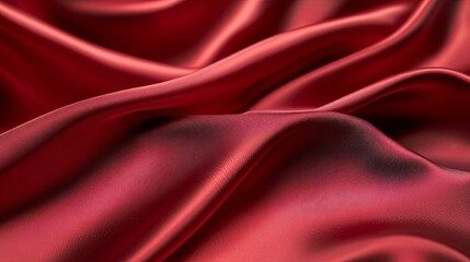 Obraz premium Close-up view of rich burgundy silk drapery.