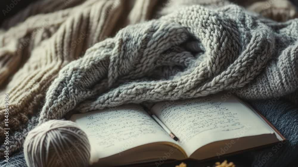 Poster A open book placed on a soft blanket, ideal for reading or as a decorative prop
