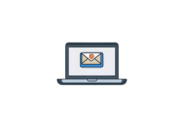 Fototapeta premium Laptop Displaying Email Icon Digital Communication Symbol for Online Messaging and Technology