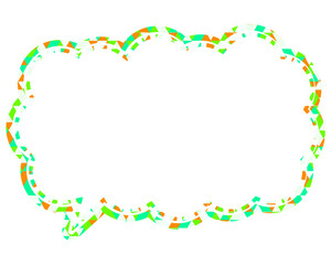 ステンドグラス風吹き出し　三角形模様　細長い雲形