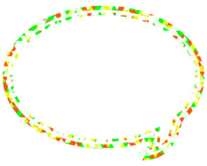 ステンドグラス風吹き出し　三角形模様　丸形