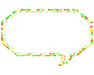 ステンドグラス風吹き出し　三角形模様　細長い八角形