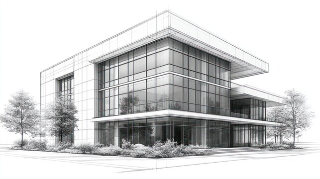 Architectural Design: Modern Office Building Sketch