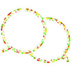 ステンドグラス風吹き出し　三角形模様　重なる会話