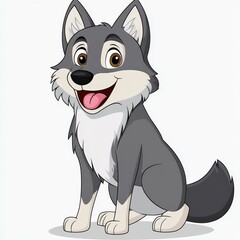 Cute wolf cartoon design perfect for kids products and playful illustrations. Great for educational materials too
