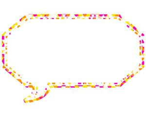 ステンドグラス風吹き出し　三角形模様　細長い八角形