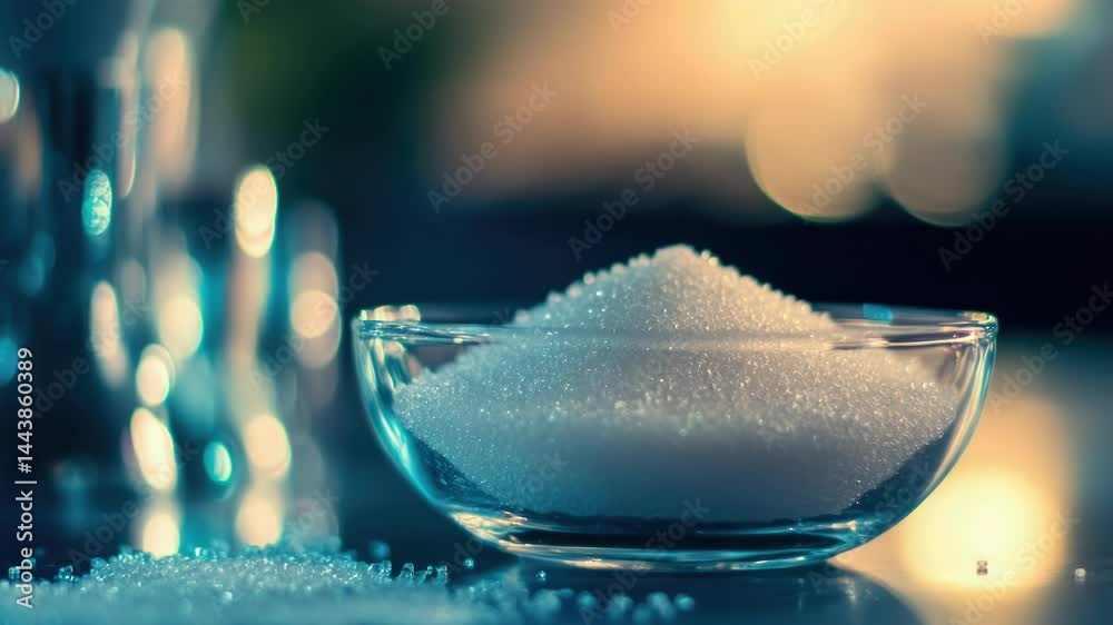 Poster a bowl of sugar sitting on a table with a white background