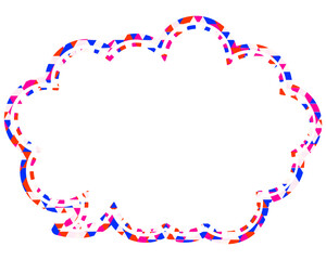 ステンドグラス風吹き出し　三角形模様　丸みのある雲形