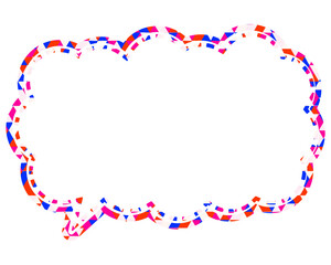 ステンドグラス風吹き出し　三角形模様　細長い雲形