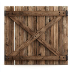Sturdy wooden gate with a natural finish, perfect for enhancing outdoor spaces and providing security.