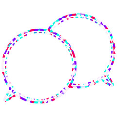 ステンドグラス風吹き出し　三角形模様　重なる会話