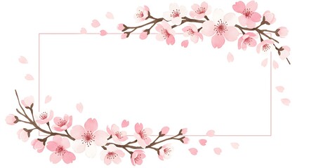 Naklejka premium Delicate Cherry Blossom Frame: Spring Floral Border