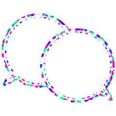 ステンドグラス風吹き出し　三角形模様　重なる会話