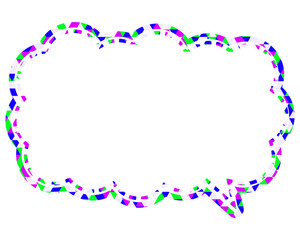 ステンドグラス風吹き出し　三角形模様　細長い雲形