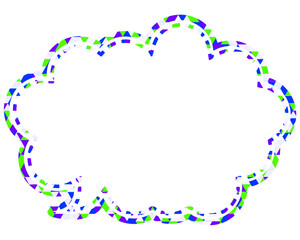 ステンドグラス風吹き出し　三角形模様　丸みのある雲形