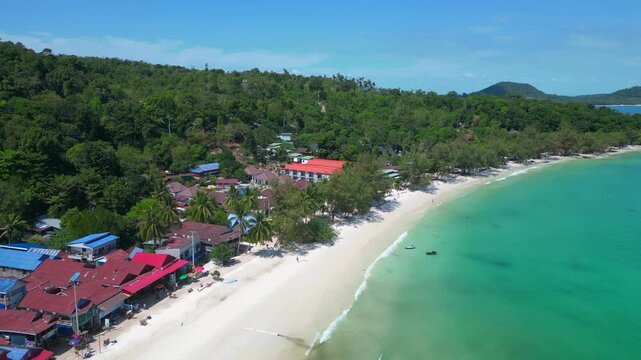 25.2.25 Rong Khm, Island village ferry pier. Fabulous aerial view flight drone