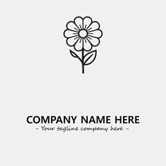 Flower illustration black and white for logo company vector image