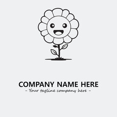 Flower illustration black and white for logo company vector image