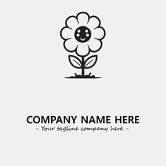 Flower illustration black and white for logo company vector image