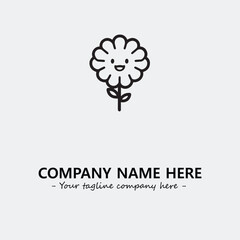 Flower illustration black and white for logo company vector image