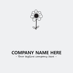 Flower illustration black and white for logo company vector image