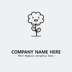 Flower illustration black and white for logo company vector image
