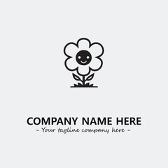 Flower illustration black and white for logo company vector image